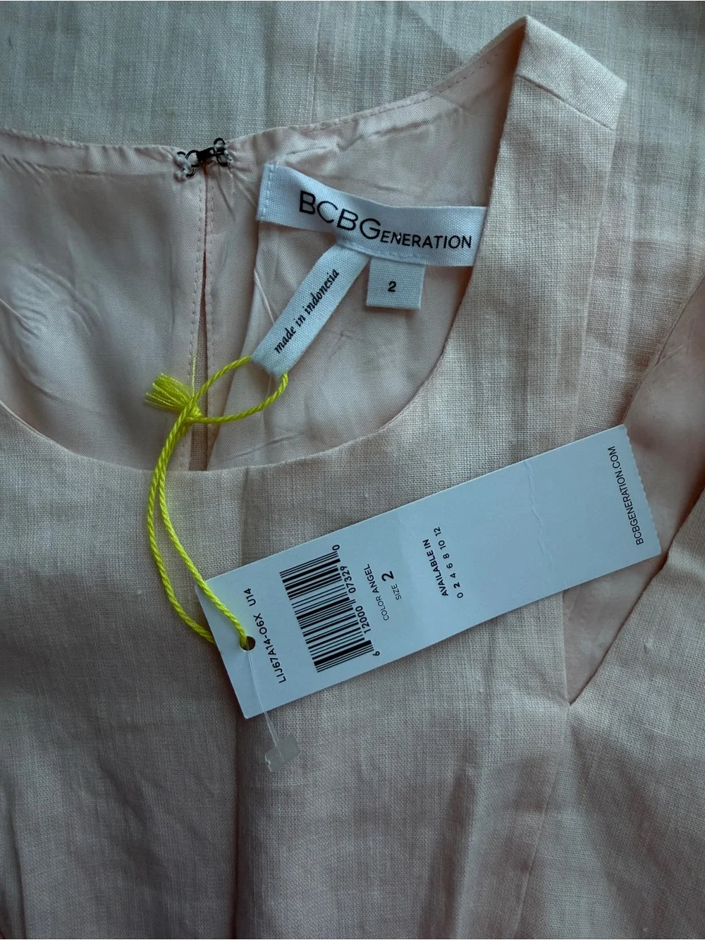 BCBGeneration Blush Pink Cutout-Shoulder Mini Dress with Front Slit - Picture 3 of 7